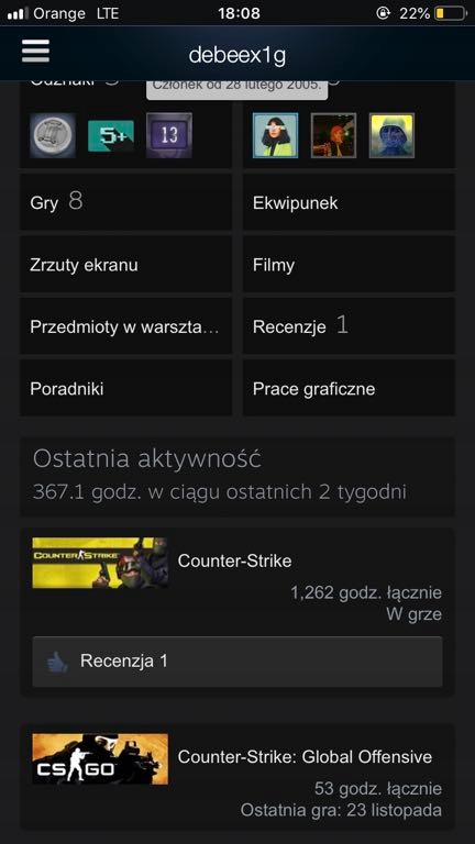 Konto Steam 2k5 CS 1.6 1000H + CSGO MGE + 30ZŁ EQ