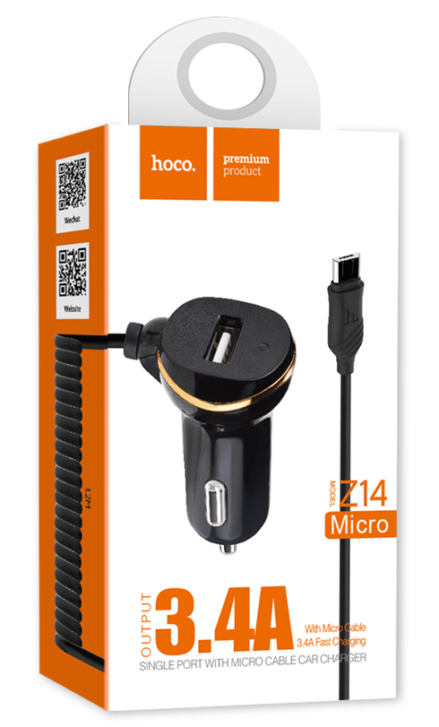 Hoco Z14 ładowarka samochodowa USB kabel MicroUSB