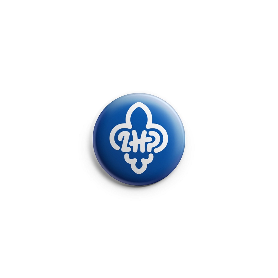 Button przypinka harcerski Logo ZHP granatowe