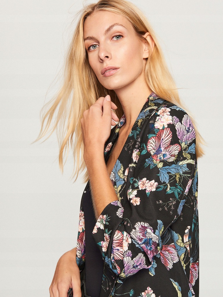 RESERVED ZARA marynarka marszczenie kwiaty 36 S