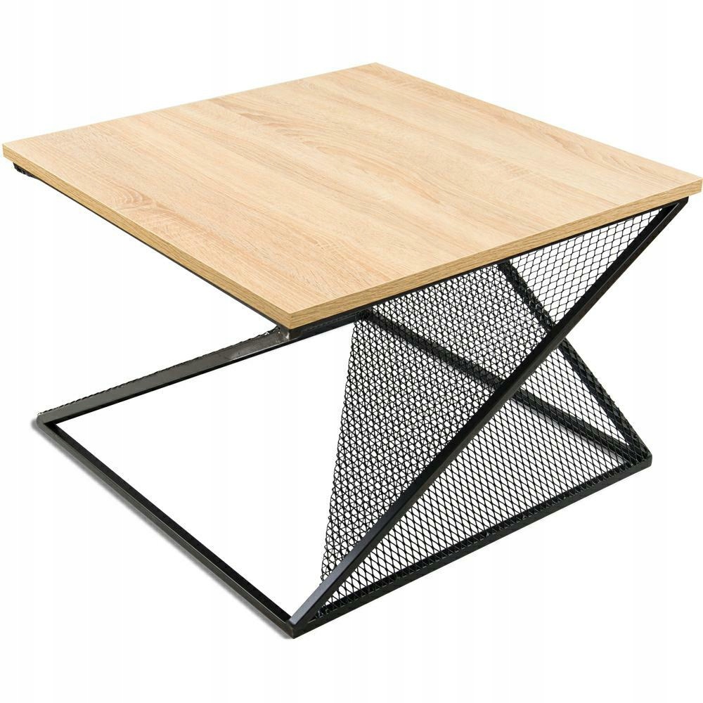Nowoczesny stolik metalowy geometryczny z siatką