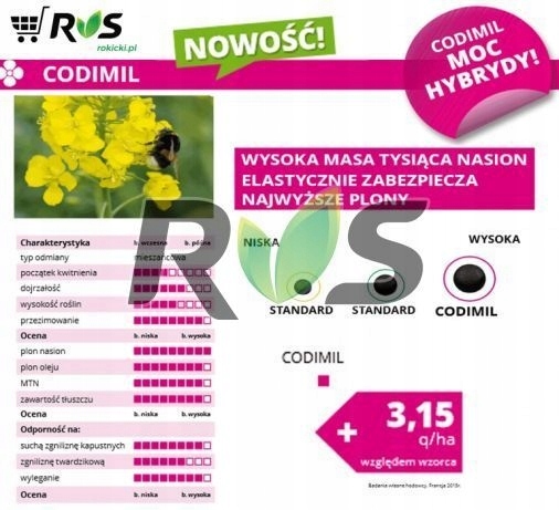 Rzepak ozimy CODIMIL F1 1,5 mln IGP- nasiona rzepa