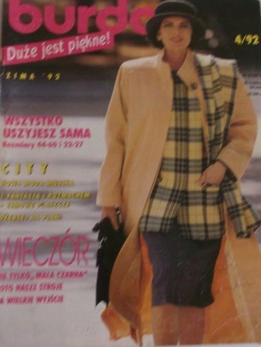 BURDA 4/92 DUŻE ŻAKIET PŁASZCZ SPÓDNICA SUKNIA