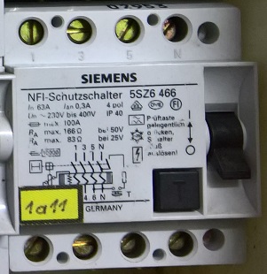 Wyłącznik różnicowy różnicówka Siemens 5SZ6466 3-f