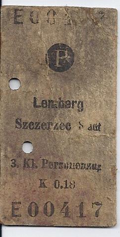 BILET KOLEJOWY LWÓW SZCZERZEC 1910-1918 ?