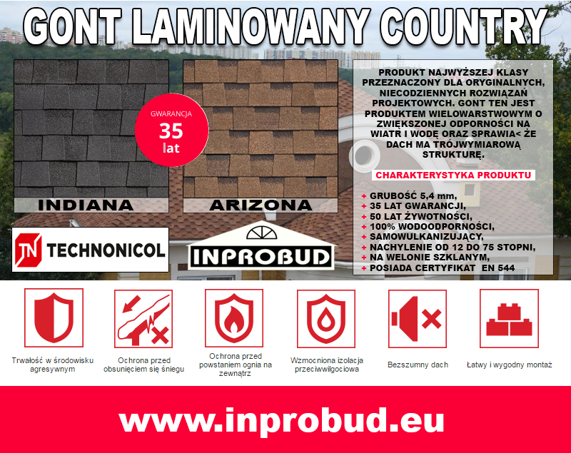 Gonty laminowane Country Śląsk gr.5,4 mm gont tani
