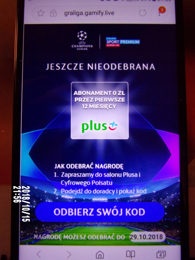 Voucher na rok abonamentu w Plusie - graliga.pl
