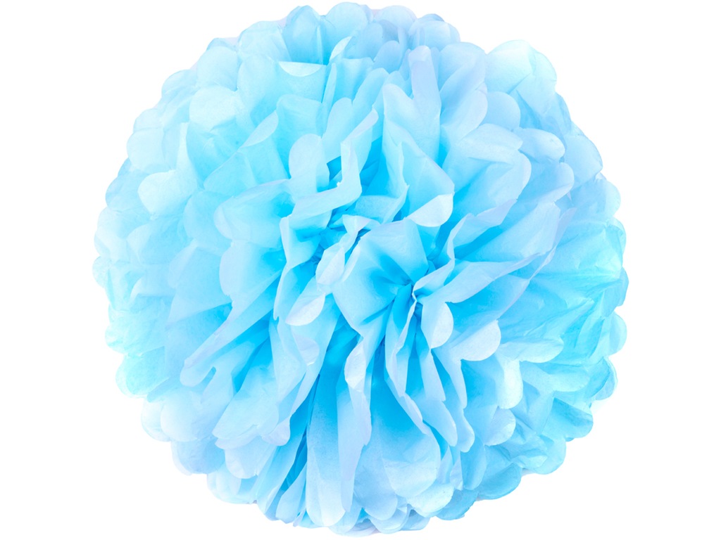 Pompony z Bibuły 25cm Papierowa Kula Błękit Ślub