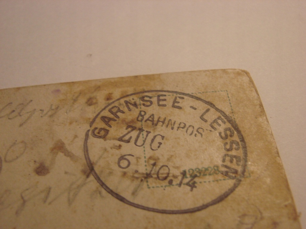 Gardeja-Łasin -Garnsse-Lessen-poczta kolejowa 1914