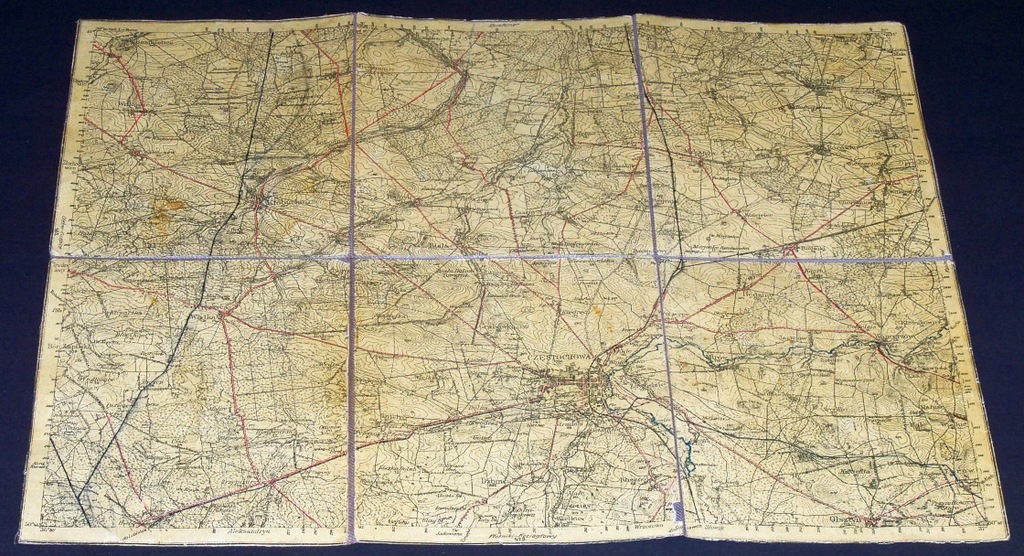HERBY-CZĘSTOCHOWA KŁOBUCK BLACHOWNIA MAPA WIG 1921