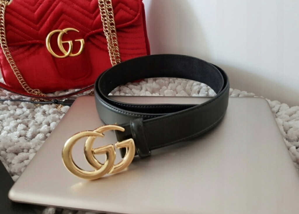 Pasek Gucci GG Skóra Naturalna 110cm Złoty