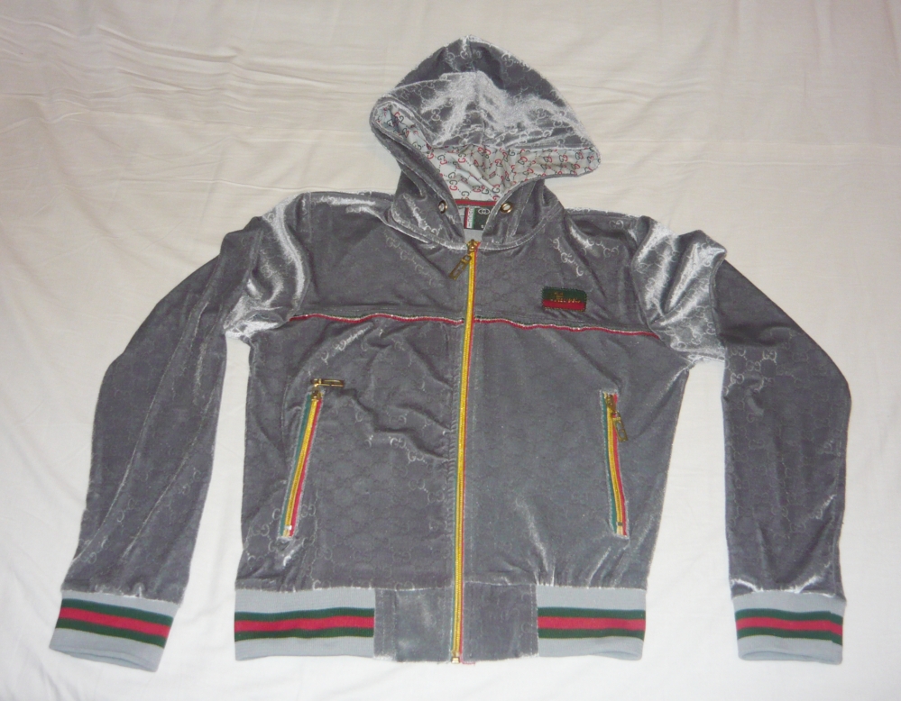 Dres damski bluza spodnie welur GUCCI szary 36/S