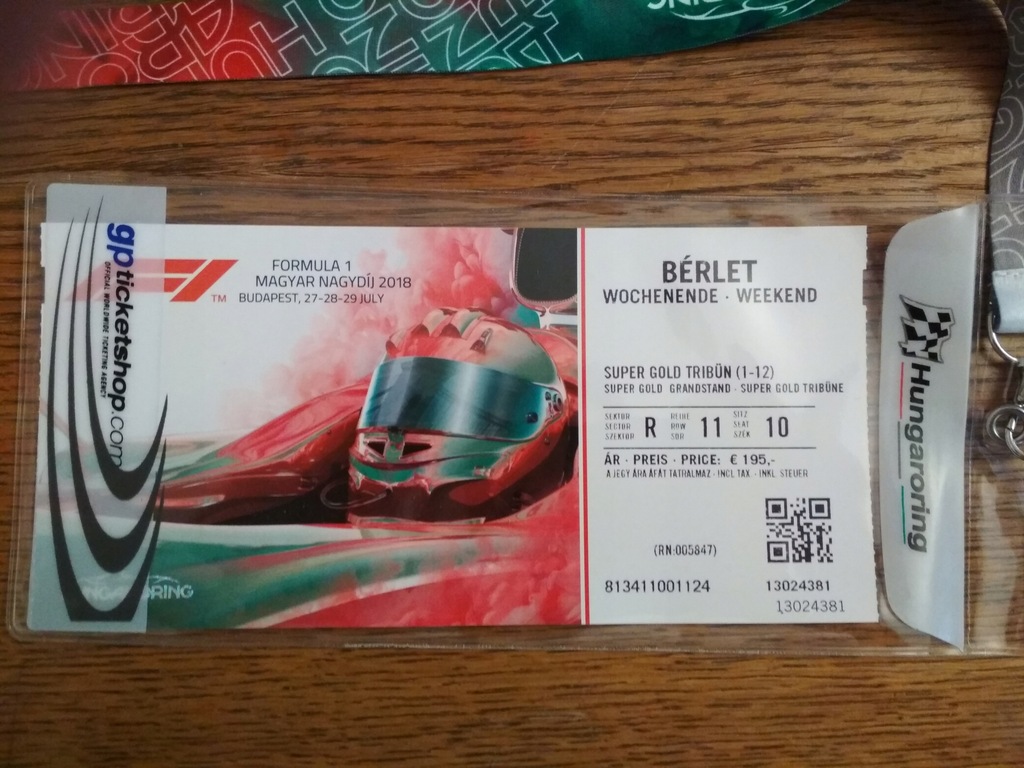 Bilety Formuła F1 Węgry Hungaroring 4 sztuki