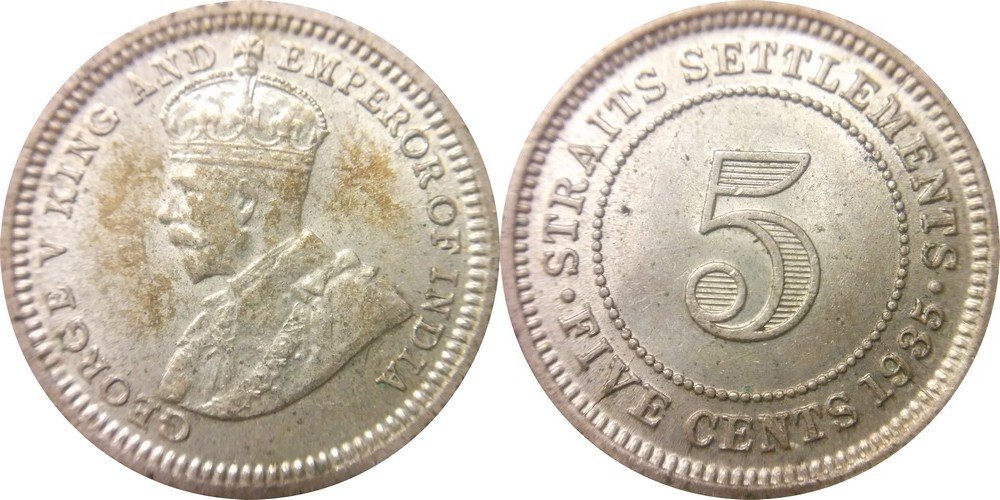 Indie Brytyjskie - Jerzy V - 5 centów 1935 !!!