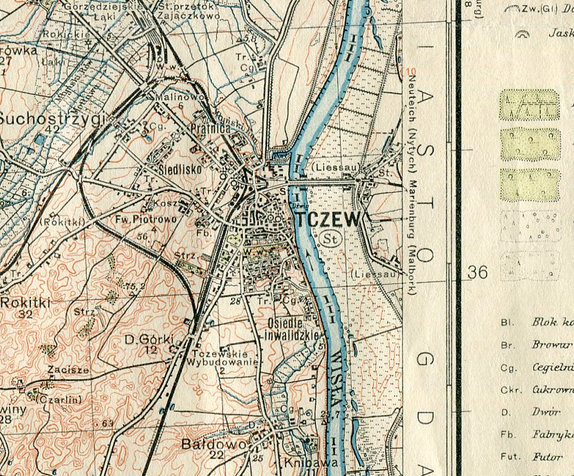 TCZEW : SKARSZEWY :: mapa wojskowa WIG : 1935