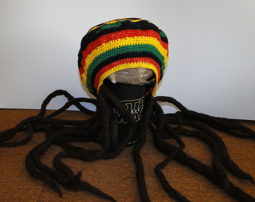 Czapka Bob Marley JAMAICA Dreads z Dredami UNIKAT