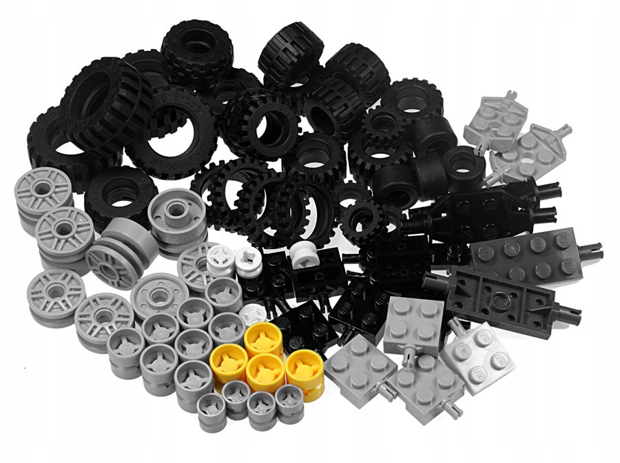 LEGO kółka Koła Opony Osie 74 elementów NOWE / v2