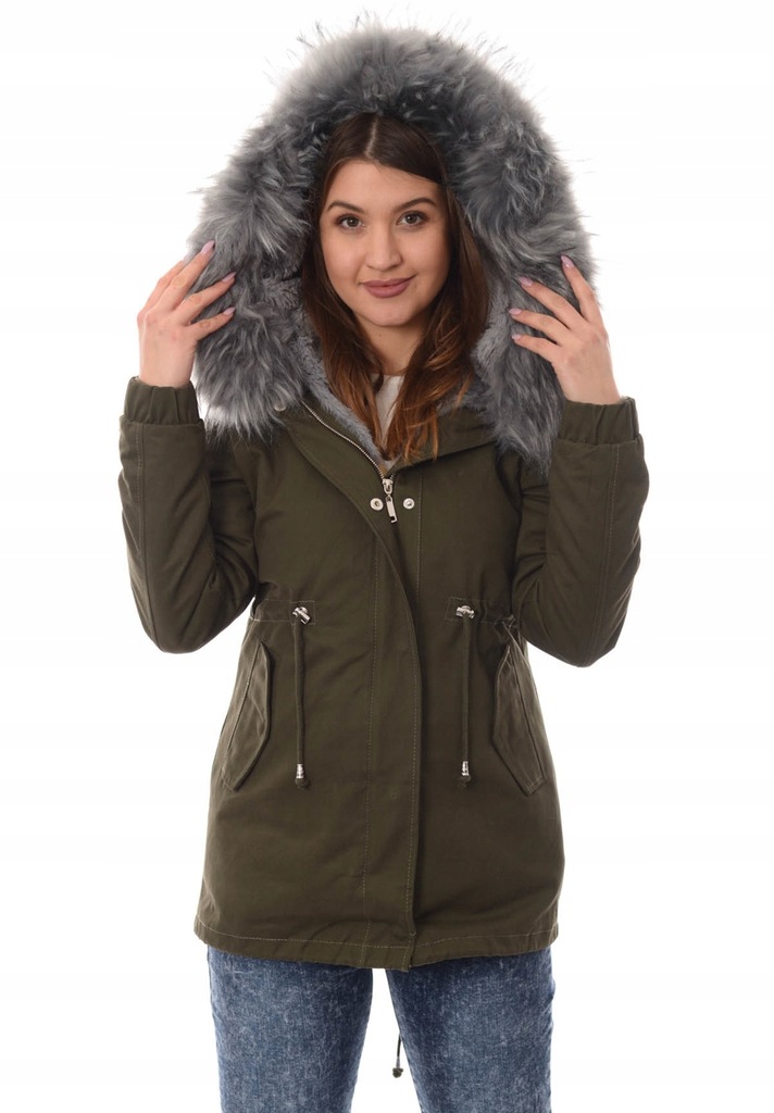 3009 damska parka kurtka 2w1 zimowa zielona 3009 damska parka kurtka 2w1 zimowa zielona