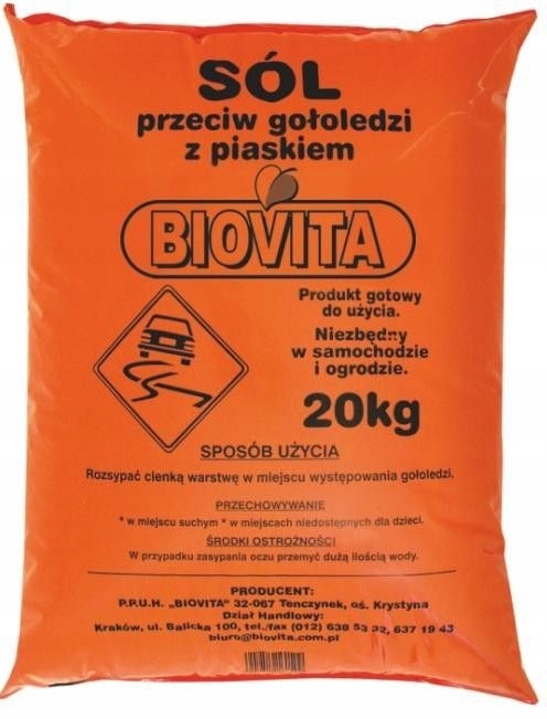 Sól drogowa z piaskiem przeciw gołoledzi 20 kg