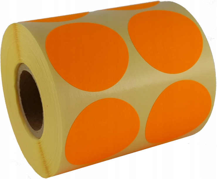 naklejki etykiety papierowe kolor pomarańczowe 5cm