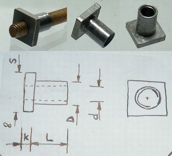 NAKRĘTKA KWADRATOWA Z SZYJKĄ M4x9/2x8/Fi5 STALOWA