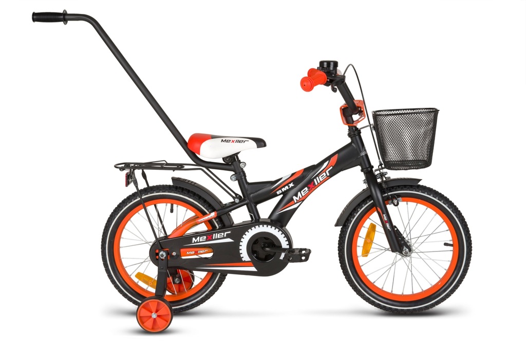 Rower 16 MEXLLER BMX czarno-pomarańczowy + koszyk