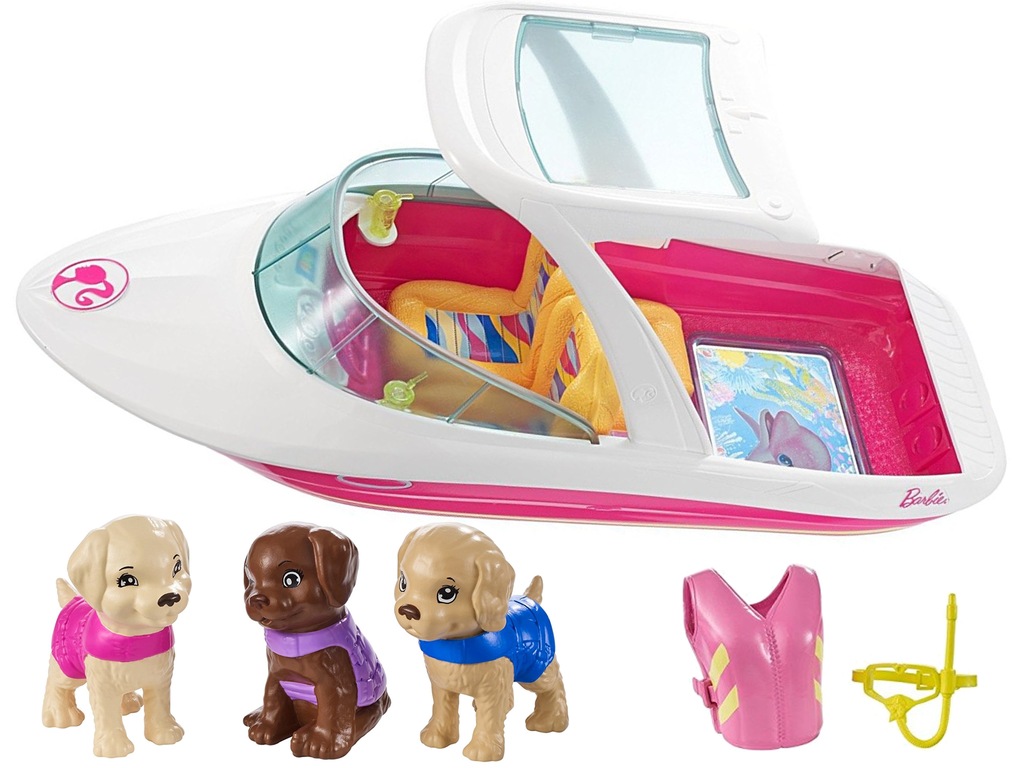 Barbie WAKACYJNY JACHT + PIESKI  FBD82 DOLPHIN TV