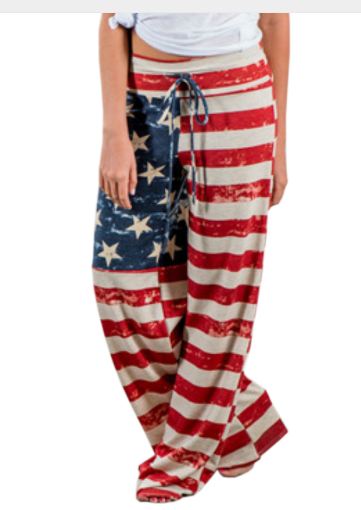 SPODNIE DAMSKIE LUŹNE FLAGA USA HAREMKI XL