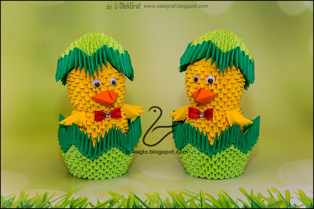 Kurczak w skorupce origami modułowe Wielkanoc