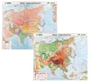 БОЛЬШАЯ ПОЛИТИЧЕСКАЯ И ФИЗИЧЕСКАЯ НАСТЕННАЯ КАРТА АЗИИ, ДВУСТОРОННЯЯ, 164 x 140 см.