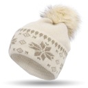 W331D ЗИМНЯЯ БЕЛАЯ ШАПКА С ПОМПОНОМ, БЕЖЕВАЯ
