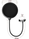 ŠTÚDIOVÝ POP FILTER MIKROFÓN FILTER PS-1 KRYT Dĺžka ramena 35 cm