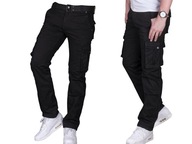 Bojové Nohavice čierne + remienok D9079-1 fashionmen2 veľ..38