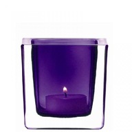 Świecznik Szklany Cube lila - Leonardo - 58679