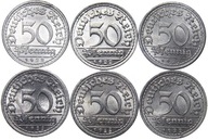 Nemecko - Weimar - sada mincí - 50 Pfennig 1922 - KOMPLET MENNIC - ADEFGJ