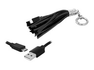 USB KÁBEL - MICRO USB KĽÚČENKA PRÍVESOK ČIERNA NABÍJANIE PRENOS DÁT