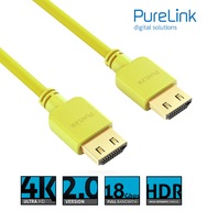 Purelink PI0504-003 markowy kabel HDMI 4K 18Gbps 0,3m elastyczny żółty