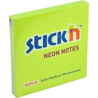 Samolepiaci poznámkový blok 76x76 mm Neon Stickin neónový zelený