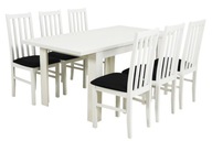 Biały stół 80/160 i 6 krzeseł BIAŁO CZARNY zestaw
