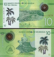 ~ Nikaragua 10 Cordobas 2014 P-208 POLIMER Rzadki
