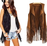 KAMIZELKA ZAMSZOWA Z FRĘDZLAMI FRĘDZLE 2 KOLORY