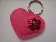 Brelok różowe SERCE Z KWIATEM z filcu*