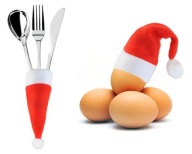 Czapeczka Mikołaja etui na butelkę sztućce dekoracja święta Mikołajki 1szt.