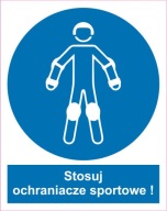 Naklejka PIKTOGRAM BHP, stosuj ochraniacze sportow