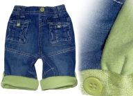 NEXT ** JEANSY ROLL-UP zielona podszewka ** 62-68