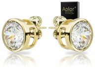 Złote Kolczyki Kółka Krysz. Swarovski DUŻE Koła sztyft pudełko na prezent