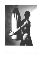 Pocztówka - Bokser i worek treningowy / foto.