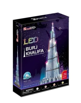 КУБИЧЕСКИЙ ЗАБАВНЫЙ ПАЗЛ 3D LED БУРДЖ ХАЛИФА 136 ПРЕДМЕТОВ - L133H