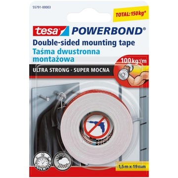 Taśma montaż.powerbond wew.zew.1,5m:19mm stand Tes