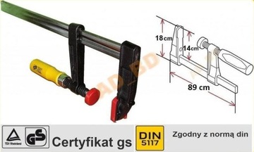 Ścisk stolarski 120 x 800 mm ząbkowana prowadnica